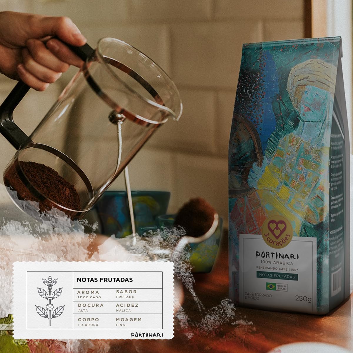 Café Torrado e Moído Portinari, Fruity Notes, Gourmet 3 Corações 250g